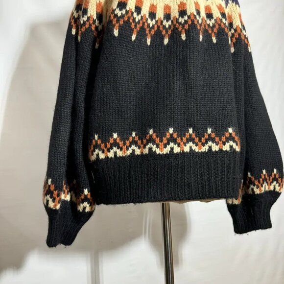 Dôen hue cardigan size medium! Black/orange/cream Fair Isle - Picture 7 of 8